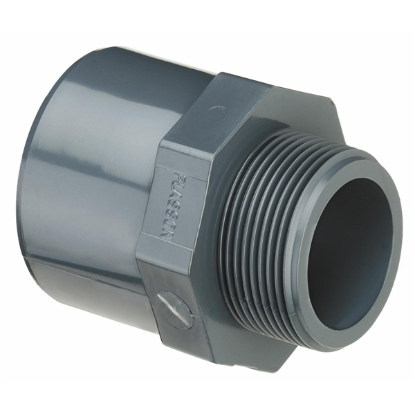 Embout fileté pour fluide sous pression - raccord en PVC-U - 63 / 50 mm - 1"1/2