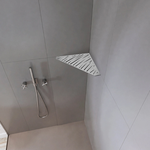 Étagère de douche en acier Inox brossé - forme Pentagone design Tiger - 36,0 CM x 26,0 CM x 3,00 MM