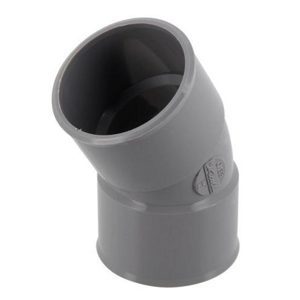 Coude femelle/femelle Nicoll pour évacuation des eaux usées - Diamètre 40 mm - Degré angle 30° - PVC - Gris