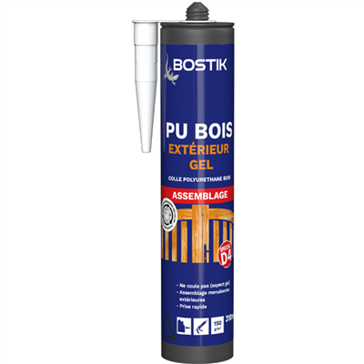 Colle polyuréthane gel assemblage bois extérieur et matériaux divers - Bostik - Cartouche 310 ml