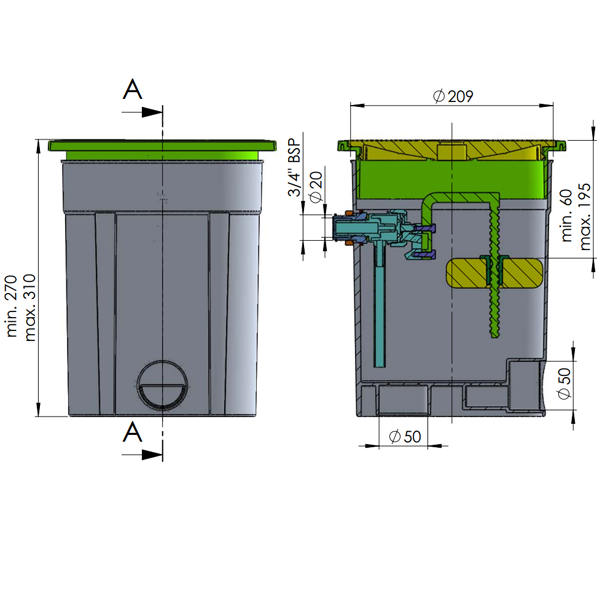 Régulateur universel de niveau d'eau de piscine Astralpool à sceller - ABS blanc - sortie Ø 50 mm