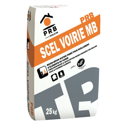 Micro-béton rapide fibré noir pour scellement élément de voirie - PRB SCEL VOIRIE MB - sac de 25 kg