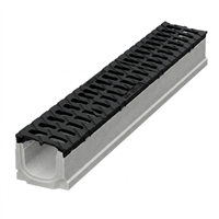 Caniveau en béton C40/50 avec feuillures acier revêtement Magnelis et grille fonte C250 - BIRCOslim DN 150 - 500 mm