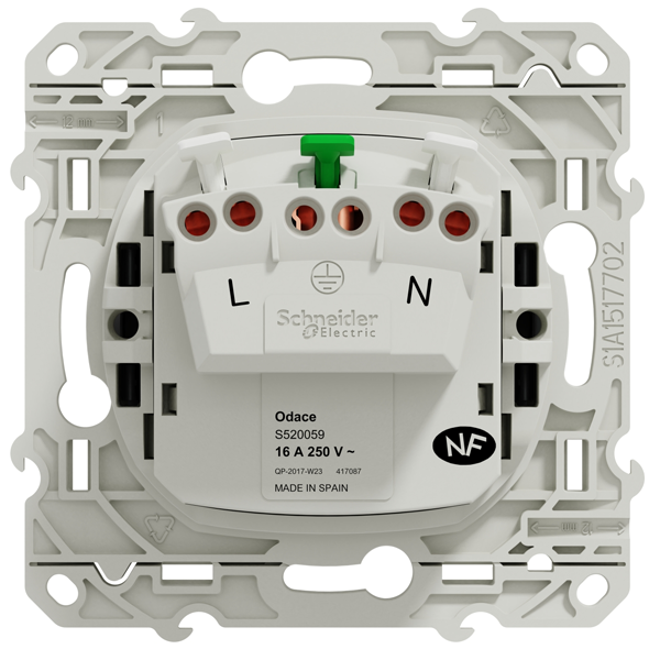 Prise de courant 2P+T Schneider Odace à encastrer - avec support de fixation à visser - anthracite - 16A 250V