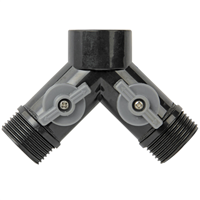 Raccord automatique sélecteur 2 directions fileté F20x27 et double sortie M20x27 - Plastique Noir