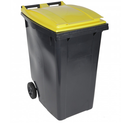 Conteneur Sulo Citybac en PEHD bac gris couvercle jaune 2 roues capacité 360 litres