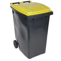 Conteneur Sulo Citybac en PEHD bac gris couvercle jaune 2 roues capacité 360 litres