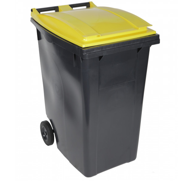 Conteneur Sulo Citybac en PEHD bac gris couvercle jaune 2 roues capacité 360 litres