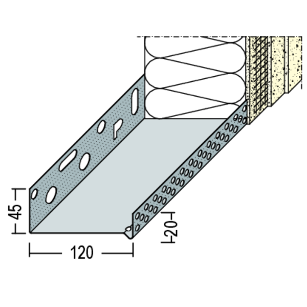 Profilé de départ Protektor pour isolation thermique par l'extérieur - ép. isolant de 120 MM - long. 2,50 M