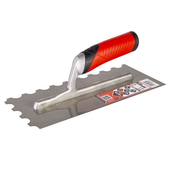 Platoir colle acier manche bi-matière Rubilex ouvert - 28 cm - Dents demi-lune