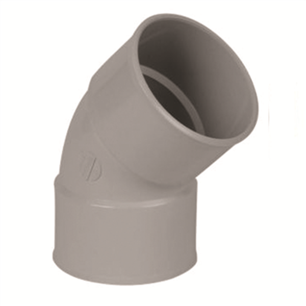 Coude cylindrique Nicoll tube de descente - Femelle/Femelle - Diamètre 80 mm - Angle 45° - Techtan - Gris