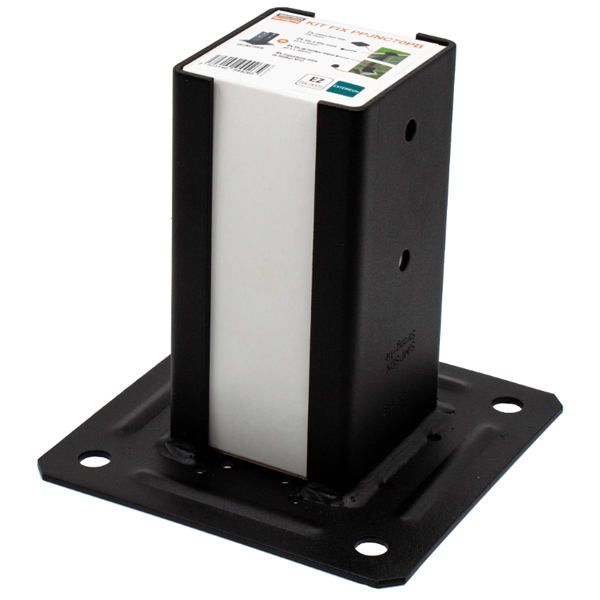 Pied de poteau carré ouvert Simpson PPJNC90PB pour poteau de 90 x 90 mm - noir - prêt à fixer