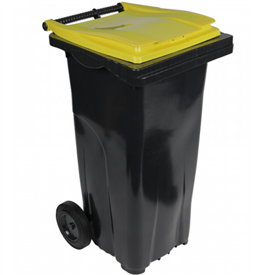 Conteneur Sulo Citybac en PEHD bac gris couvercle jaune 2 roues capacité 120 litres