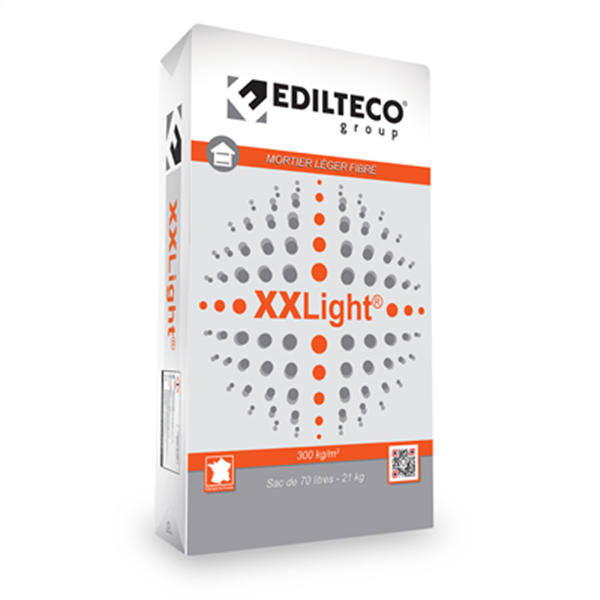 Mortier XXLight® léger prêt à l'emploi thermo-acoustique et fibré Edilteco - Sac de 70 L