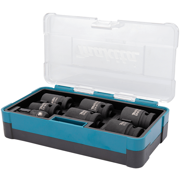 Coffret douilles à choc 1/2" Makita avec adaptateur 1/4" diamètre 13-17-19-21-22-24 mm