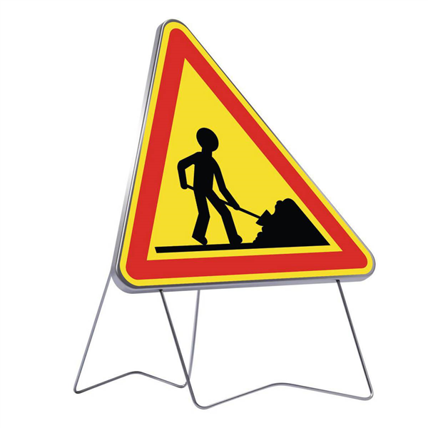 Panneau avertissement triangulaire pour routes normales - Danger chantier - AK5 - Classe T1