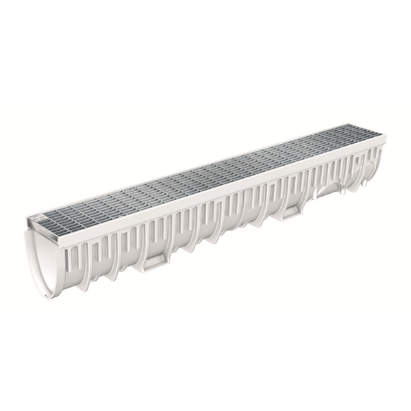 CANIVEAU BETON/POLYESTER 100MM GRILLE ACIER GALVA B125 L1M