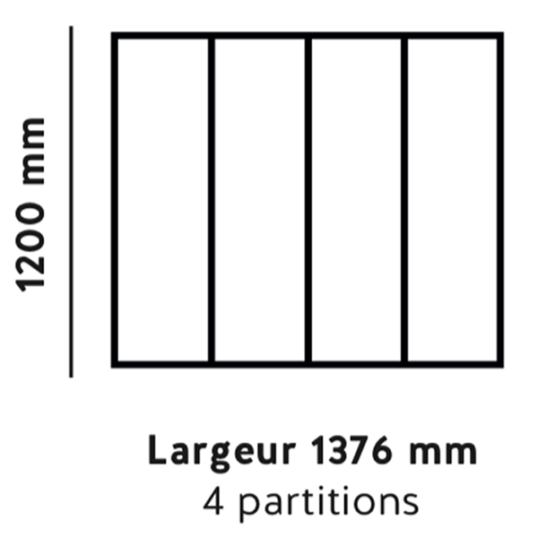Verrière fixe type atelier - profil étroit alu noir mat - 4 partitions verre feuilleté clair - 1200,0 MM x 1376,0 MM