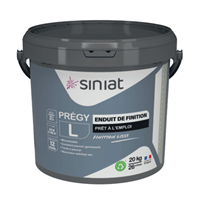 Enduit de finition prêt à l'emploi pour murs et plafonds - Prégy L Siniat - finition lisse et blancheur extrême - seau de 20,0 KG