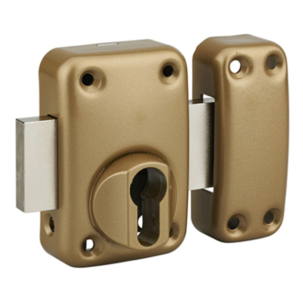 Verrou de porte pour cylindre européen - Basik Abus Bronze - avec visserie et cache de finition