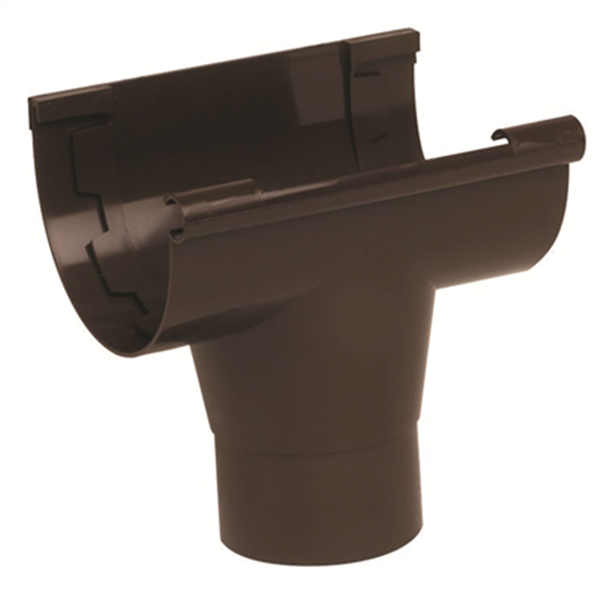 Naissance centrale à coller Nicoll NAC25M pour gouttière LG25 - Techtan - tube de descente de 80 mm - marron