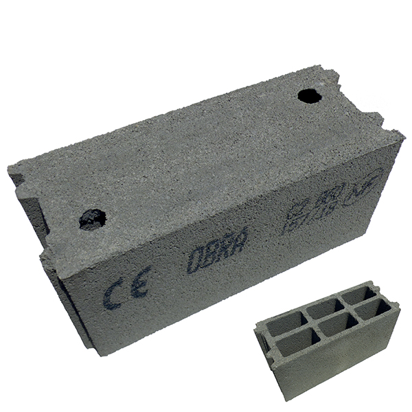 Bloc béton à emboîtement retourné OBRA 500 x 200 x 250 mm - B60 - 3 parois 8 trous