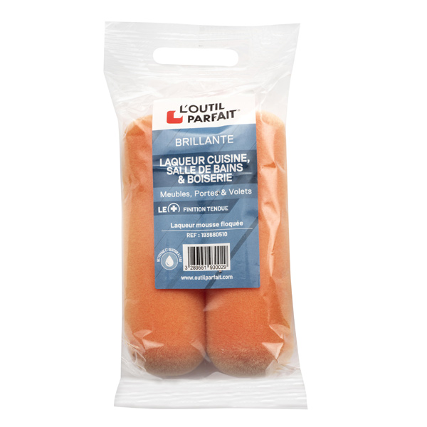 Rouleau laqueur spécial portes fenêtres et plinthes - finition tendue brillante - Largeur 110 mm - Lot de 2