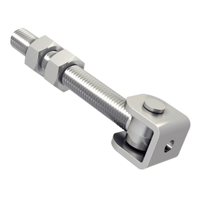 Gond réglable à visser M16 avec chape pour portail battant - Vantail de 100 Kg - Acier zingué  - Lot de 2