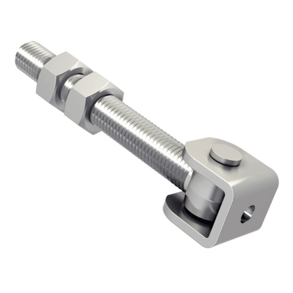 Gond réglable à visser M16 avec chape pour portail battant - Vantail de 100 Kg - Acier zingué  - Lot de 2