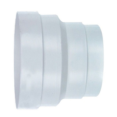 Réduction droite mâle - femelle pour gaine flexible - Diamètre 125 / 100 mm - PVC Blanc