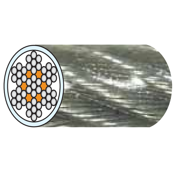 Câble galvanisé 7 torons 7 fils gainé PVC translucide diamètre initial 1.5mm-final 2.5mm - 25 m