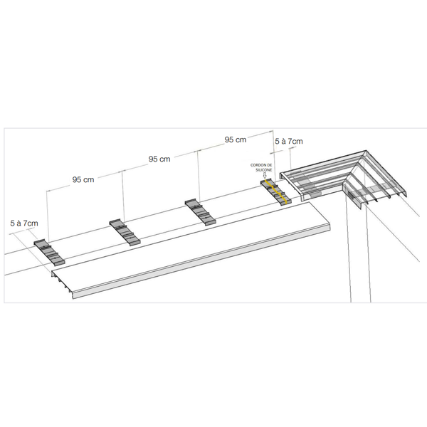 Fixation de couvertine pré-percée et invisible Ôdemur en aluminium - longueur 27,0 CM
