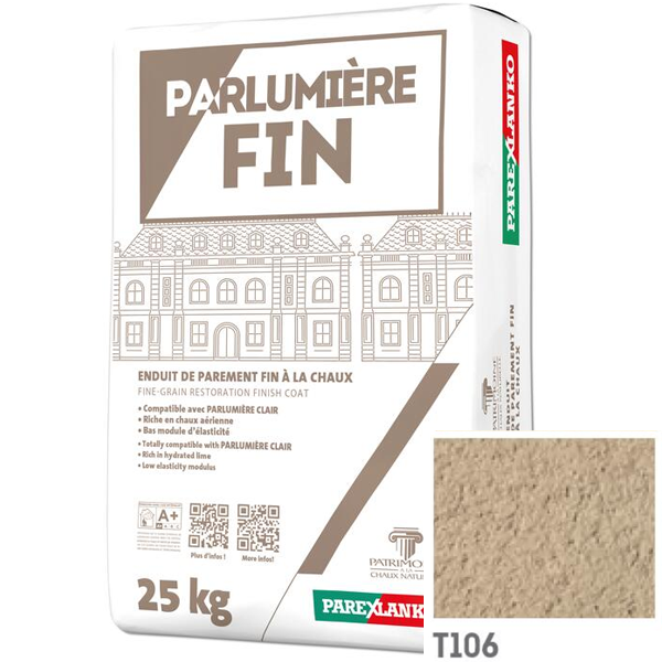 Enduit de parement à la chaux à grain fin Parexlanko Parlumière - Teinte T106 - Sac de 25 KG