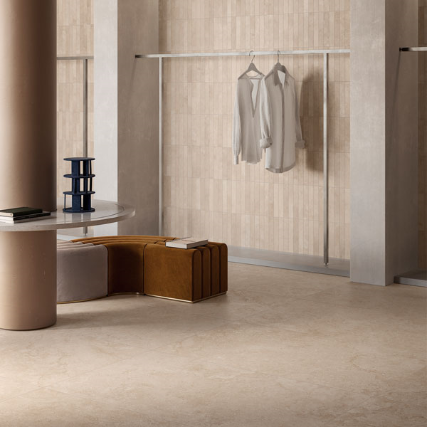 Carrelage intérieur effet pierre en grès cérame rectifié - Framework Stone GRIP - 60 x 60 cm - ép. 8,2 mm - Beige