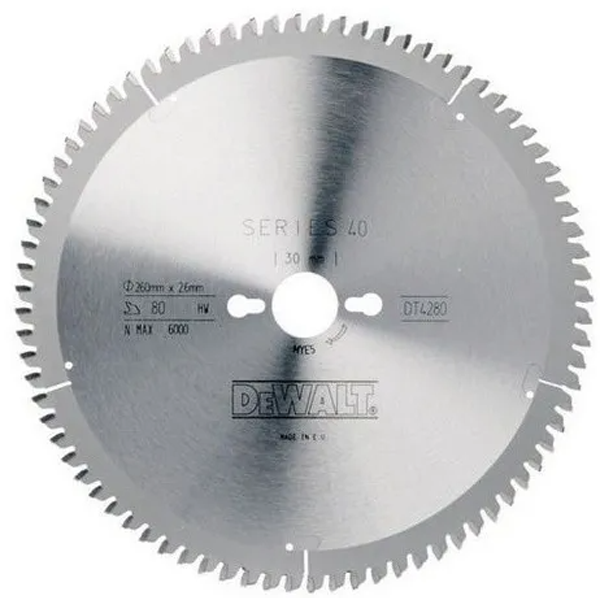 Lame de scie circulaire stationnaire extrême workshop 260x30mm - Dewalt - 80 dents