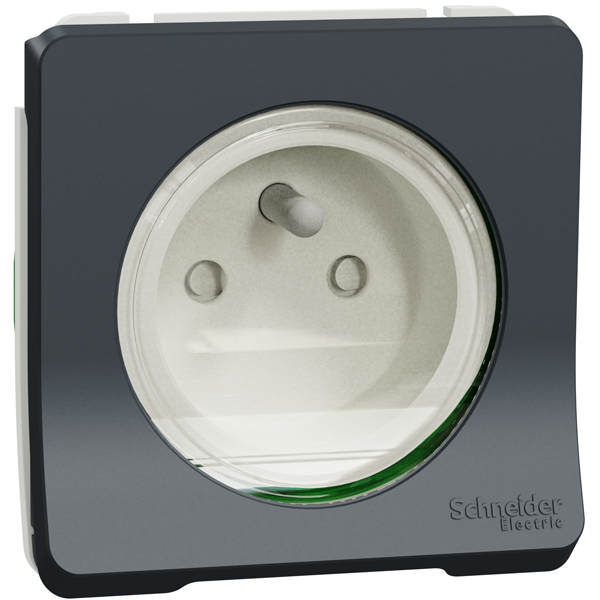 Prise de courant 2P+T Schneider Mureva Styl - IP55 - IK08 - gris anthracite - 16A 250V