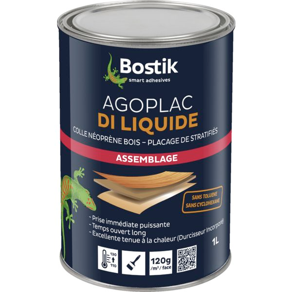 Colle contact AGOPLAC DI liquide Bidon 1 litre Bostik 30604787