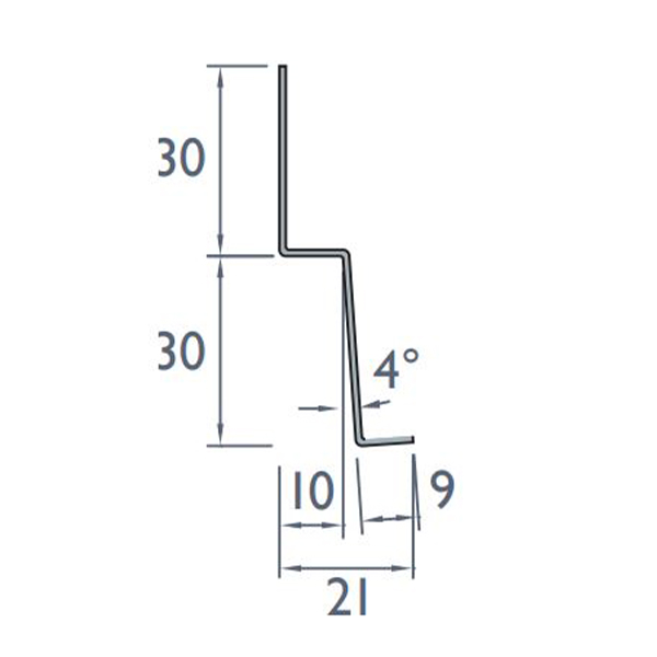 Profil de départ pour bardage Cedral Lap - aluminium laqué Vanille C02 - longueur 3,00 M