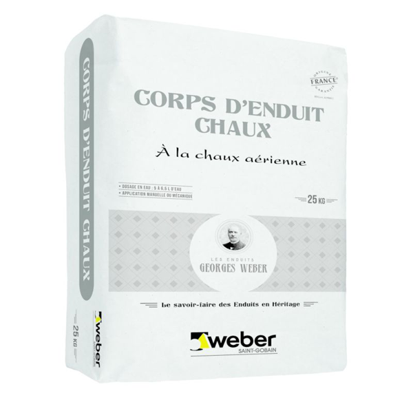 Corps d'enduit allégé à la chaux aérienne - dressage des maçonneries anciennes - blanc - sac de 25 KG