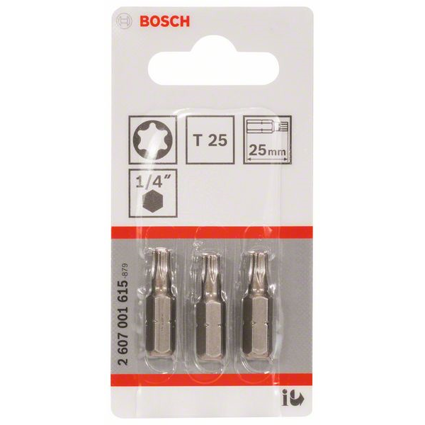Embout de vissage Bosch extra-dure 6 pans 1/4" Torx T25 longueur 25 mm lot de 3