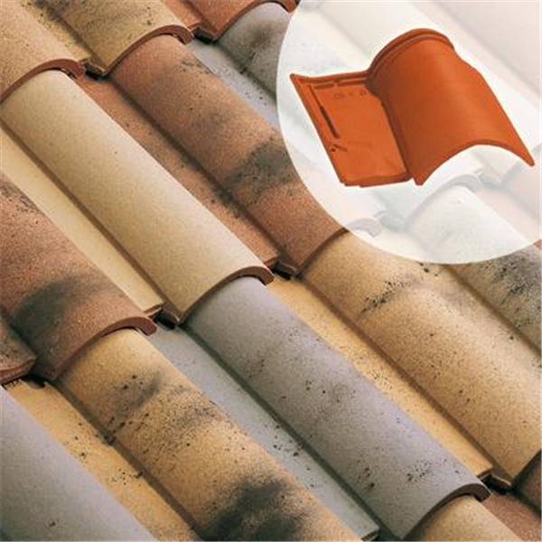 Tuile 1/2 pureau en terre cuite - Oméga 10 - Vieux toit