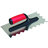 Platoir à colle pour carreleur avec lame inox à dents en demi-lune et poignée en polyamide - 28 x 12 cm