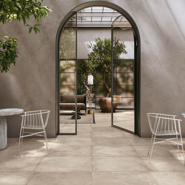 Carrelage intérieur effet pierre en grès cérame - Château - 80,0 CM x 80,0 CM - ép. 9,00 MM - Ivoire