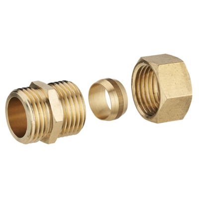 Raccord droit bicône Mâle pour tube en cuivre - M 20 x 27 - Diamètre 14 mm - Cuivre