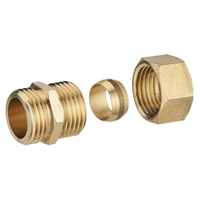 Raccord droit bicône Mâle pour tube en cuivre - M 20 x 27 - Diamètre 14 mm - Cuivre