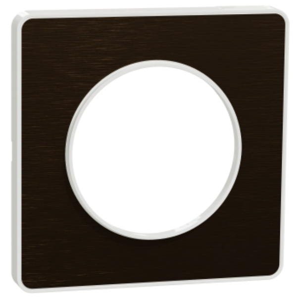 Plaque de finition simple Schneider Odace Touch pour 1 poste encastré - bronze brossé liseré blanc