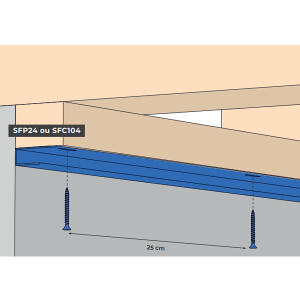 Profil U PVC petite finition côté pour lambris de sous toiture - pose horizontale - Blanc - Longueur 4,00 M