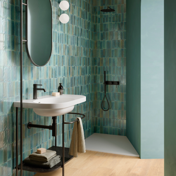 Faïence salle de bain effet zellige - Gleeze Glossy - 20,0 CM x 7,5 CM - ép. 10,00 MM - Turchese