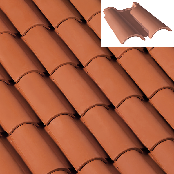 Double tuile Galléane 12 - grand moule fort galbe terre cuite - Rouge
