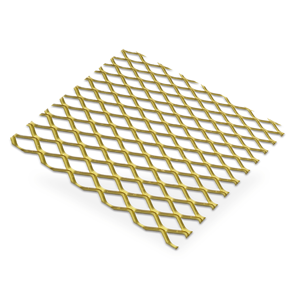 Grille métal déployé Alu anodisé couleur Or - mailles 10 x 5.5 mm - 1000 x 500 mm - épaisseur 0.8 mm